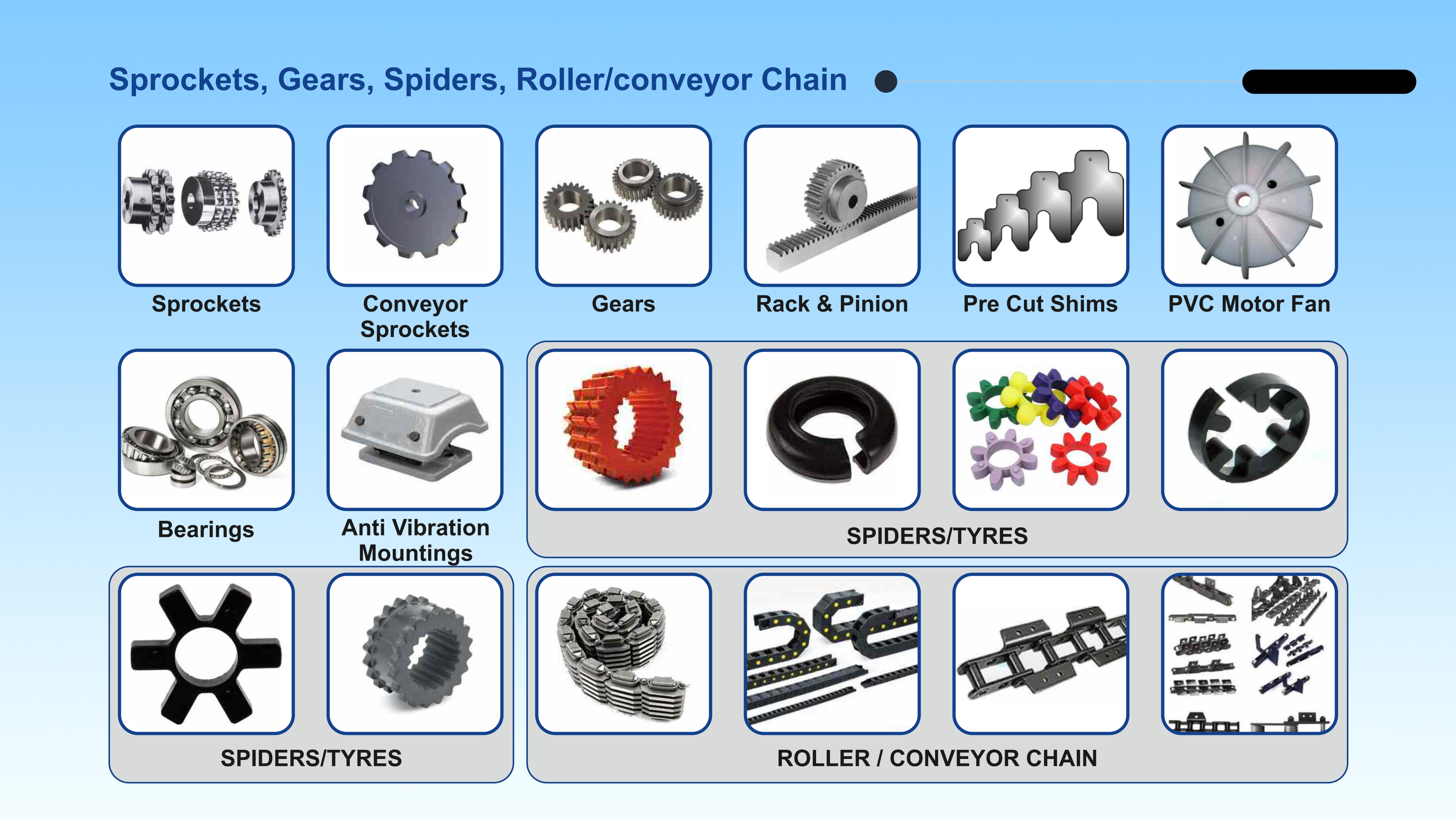Sprockets Gears Spiders Chains